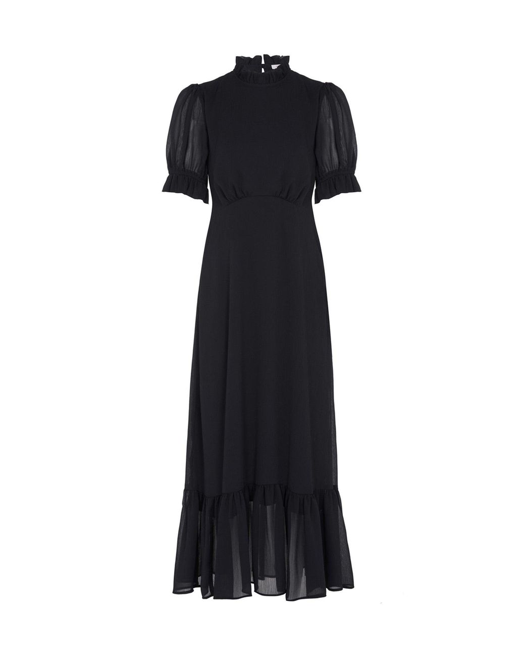 Finery London Black Camille Chiffon Midi Dress