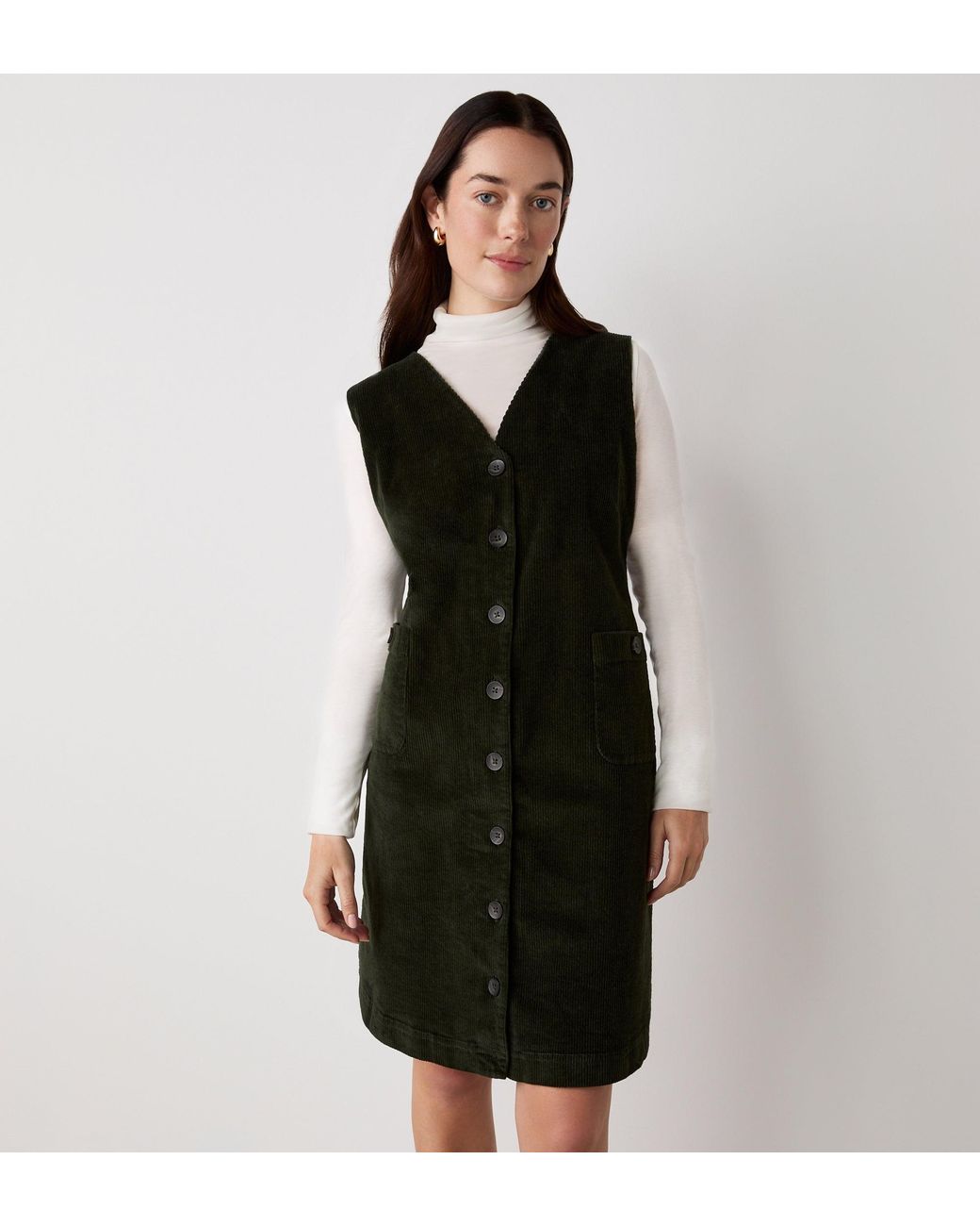 Finery London Black Reneka Corduroy Knee Length Dress