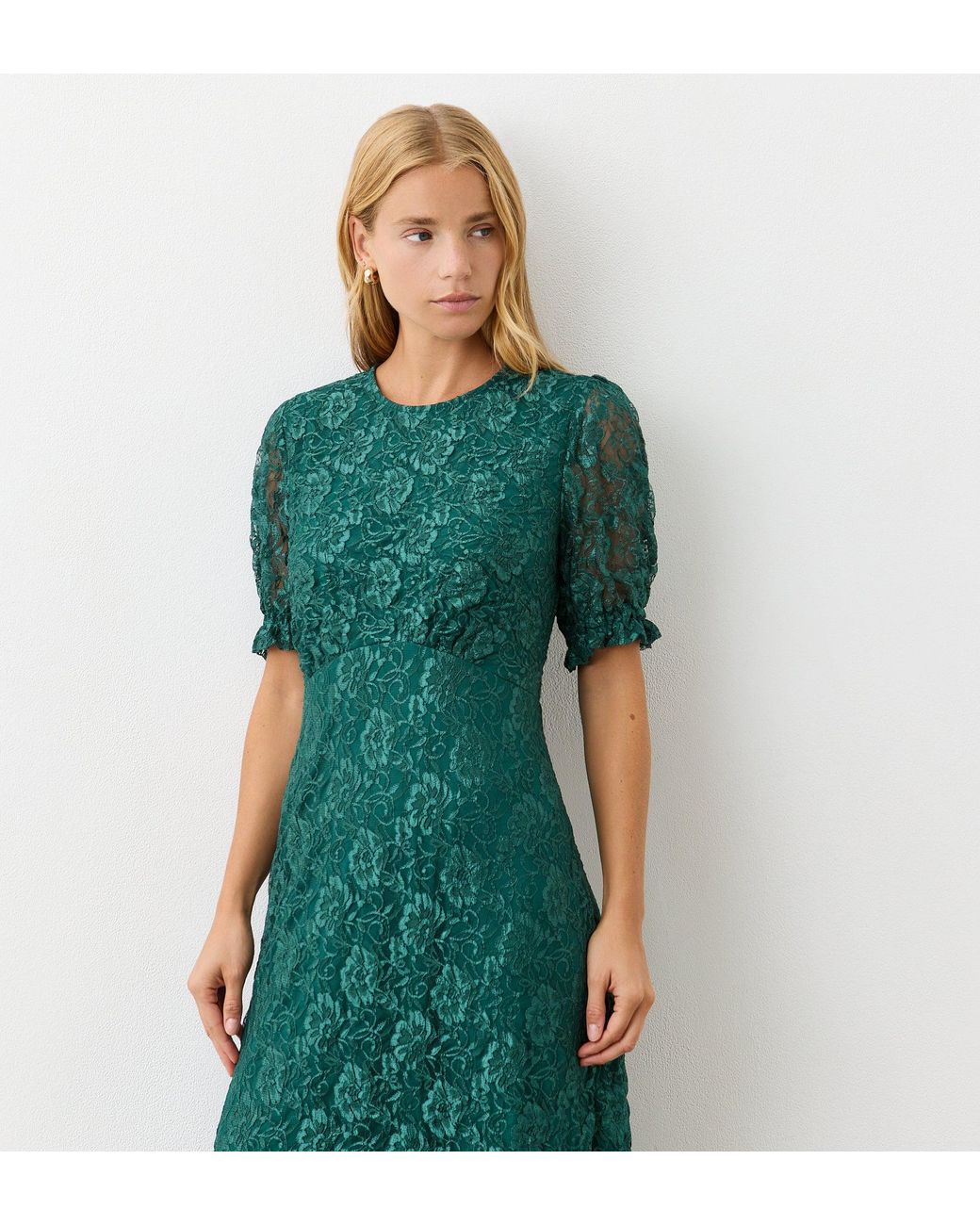 Finery London Green Mela Lace Midi Dress