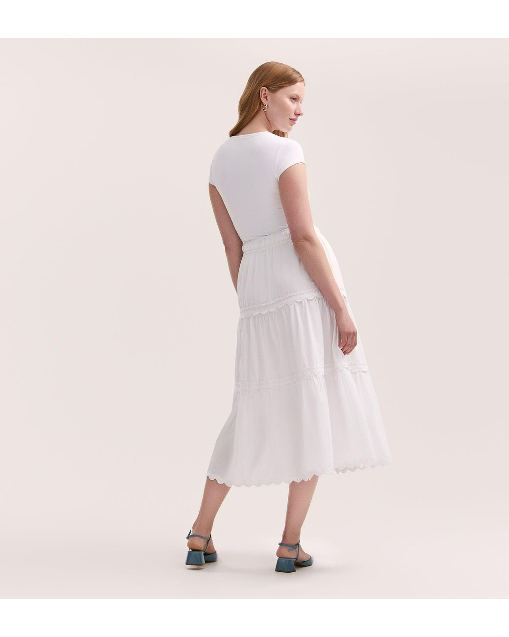 Finery London Pink Paula Cotton Ric Rac Trim Midi Skirt