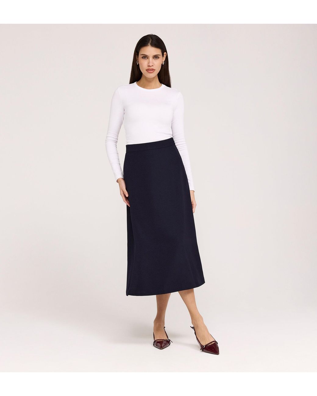 Finery London Blue Ramona Rich Crepe Midi Skirt