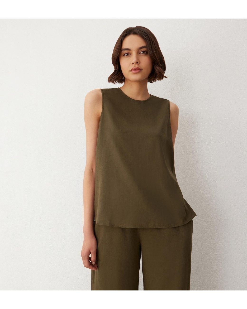 Finery London Green Vallie Linen Mix Sleeveless Top