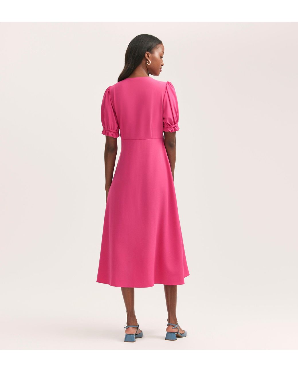 Finery London Pink Alia Crepe Midi Dress