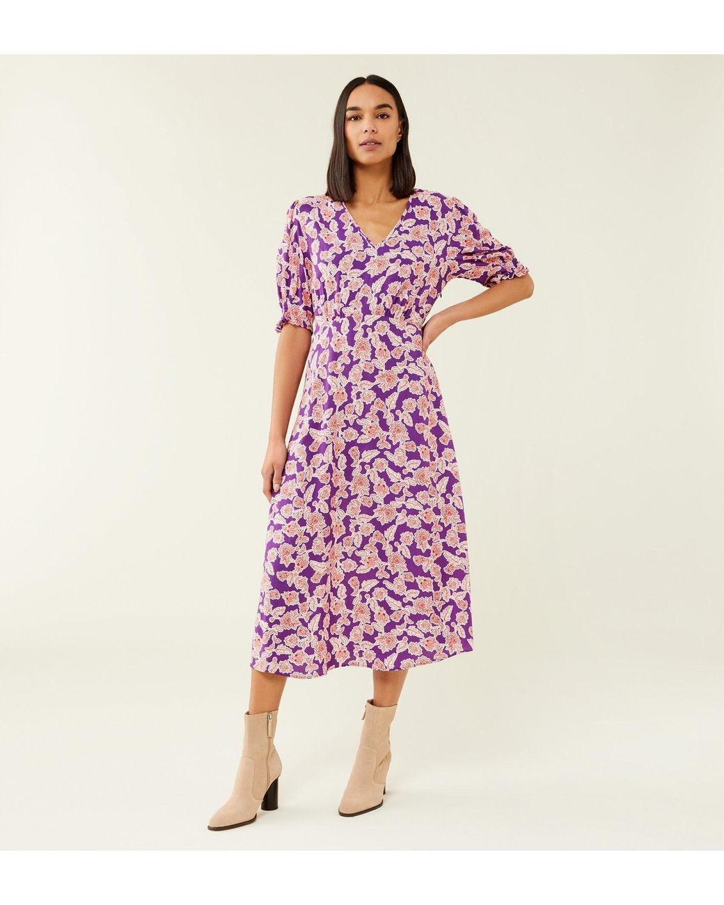 Finery London Purple Orion Midi Dress