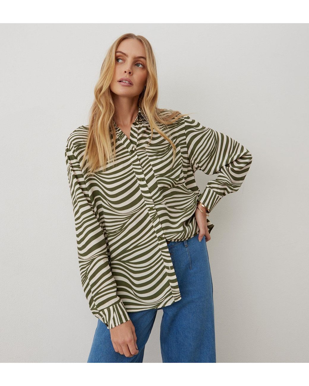 Finery London Metallic Tabitha Stripe Shirt