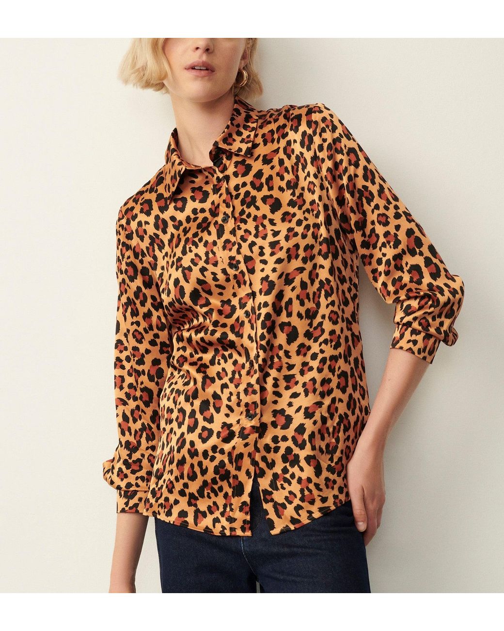 Finery London Brown Cynthia Satin Shirt