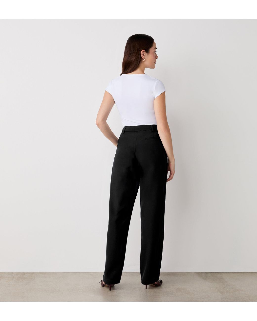 Finery London Black Harper Straight Leg Trousers