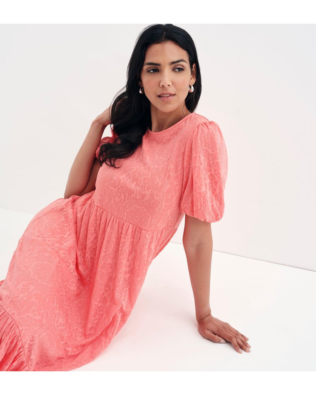Finery London Pink Yasmine Jersey Midi Dress