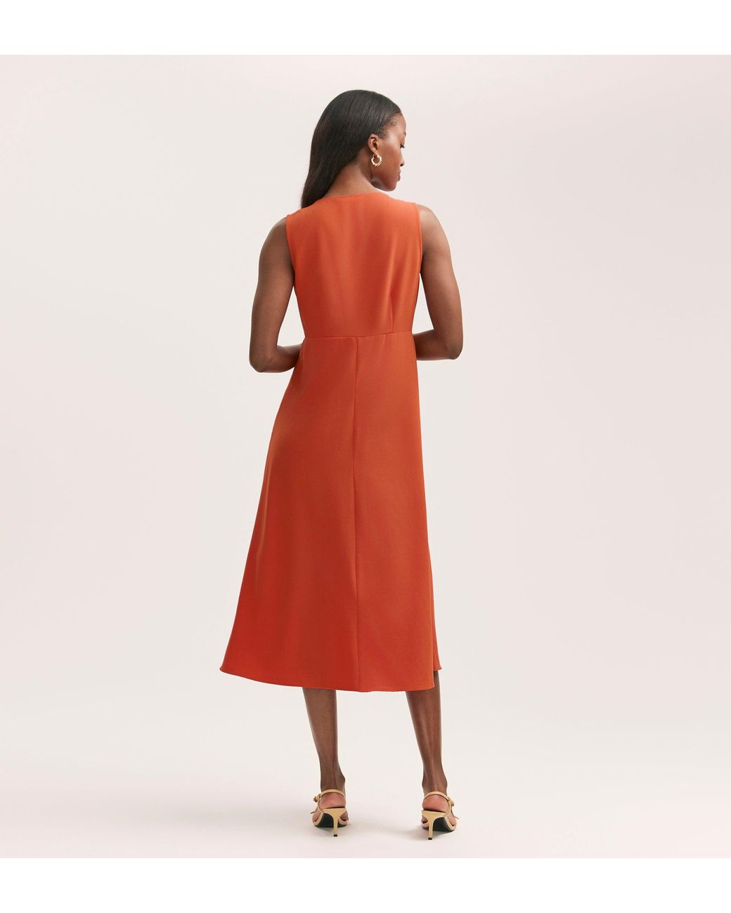 Finery London Red Brionie Crepe Sleeveless Midi Dress