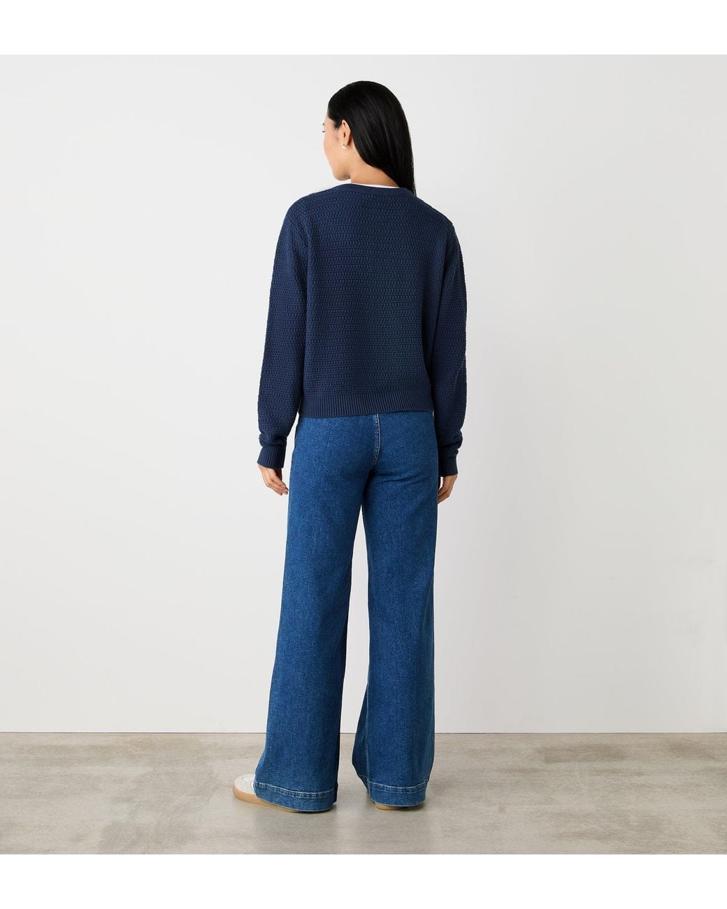 Finery London Blue Saskia Button Up Cotton Cardigan