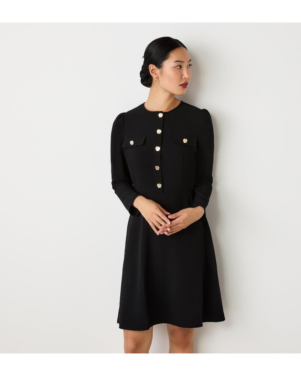 Finery London Black Evie Crepe Short Dress