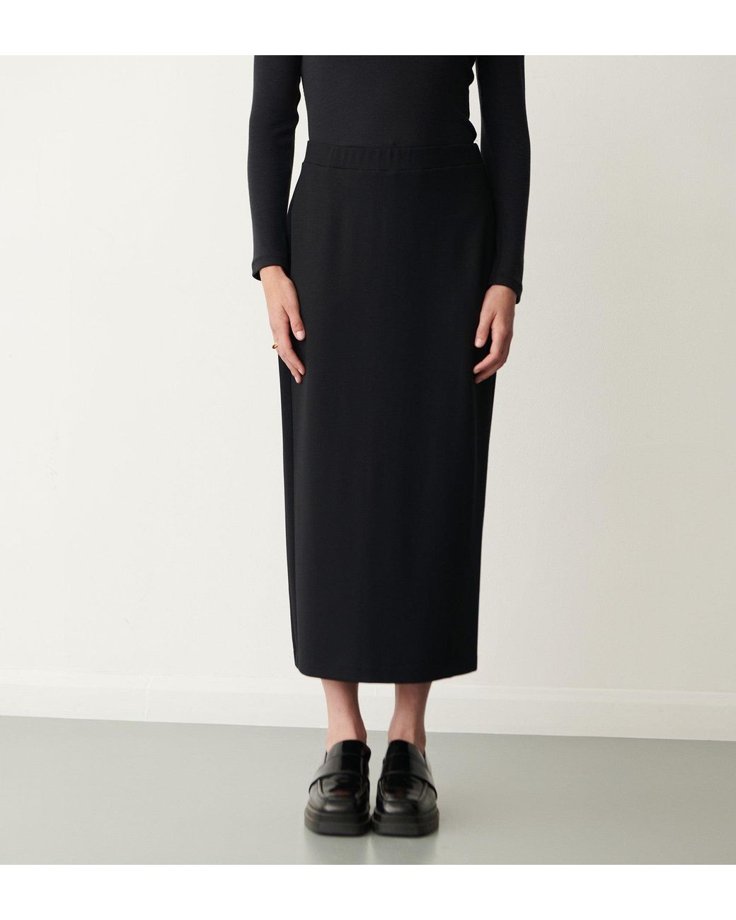 Finery London Black Ives Ponte Jersey Midi Skirt