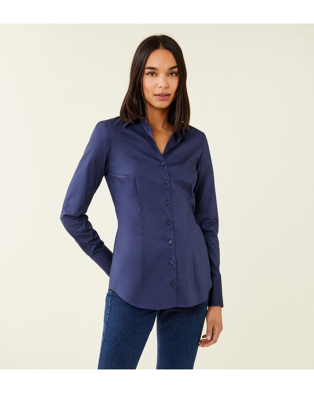 Finery London Blue Daisy Fully Fitted Shirt