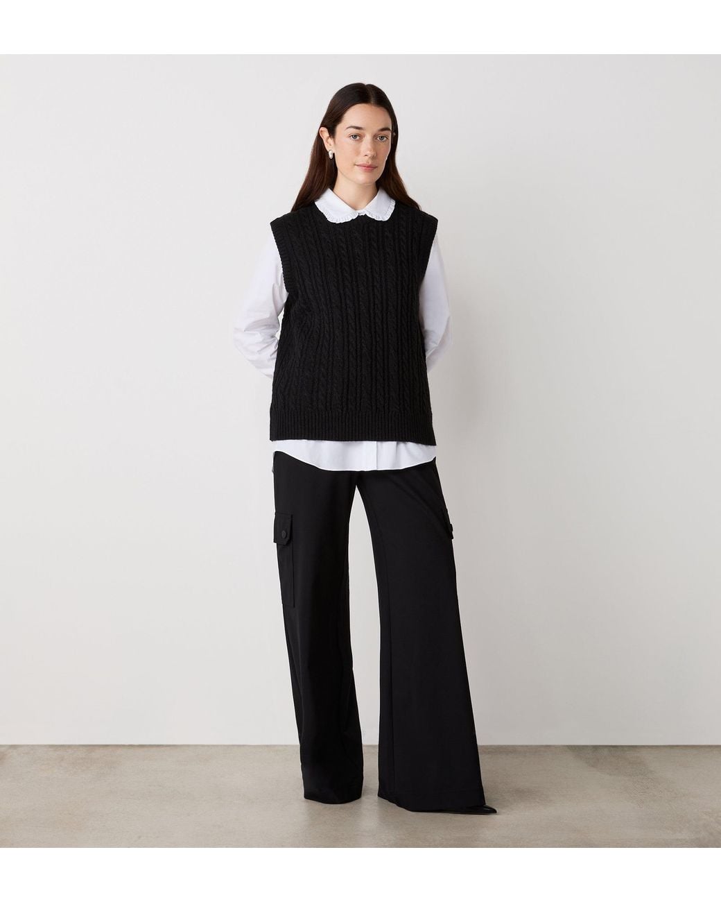 Finery London Black Primrose Crew Neck Knitted Vest