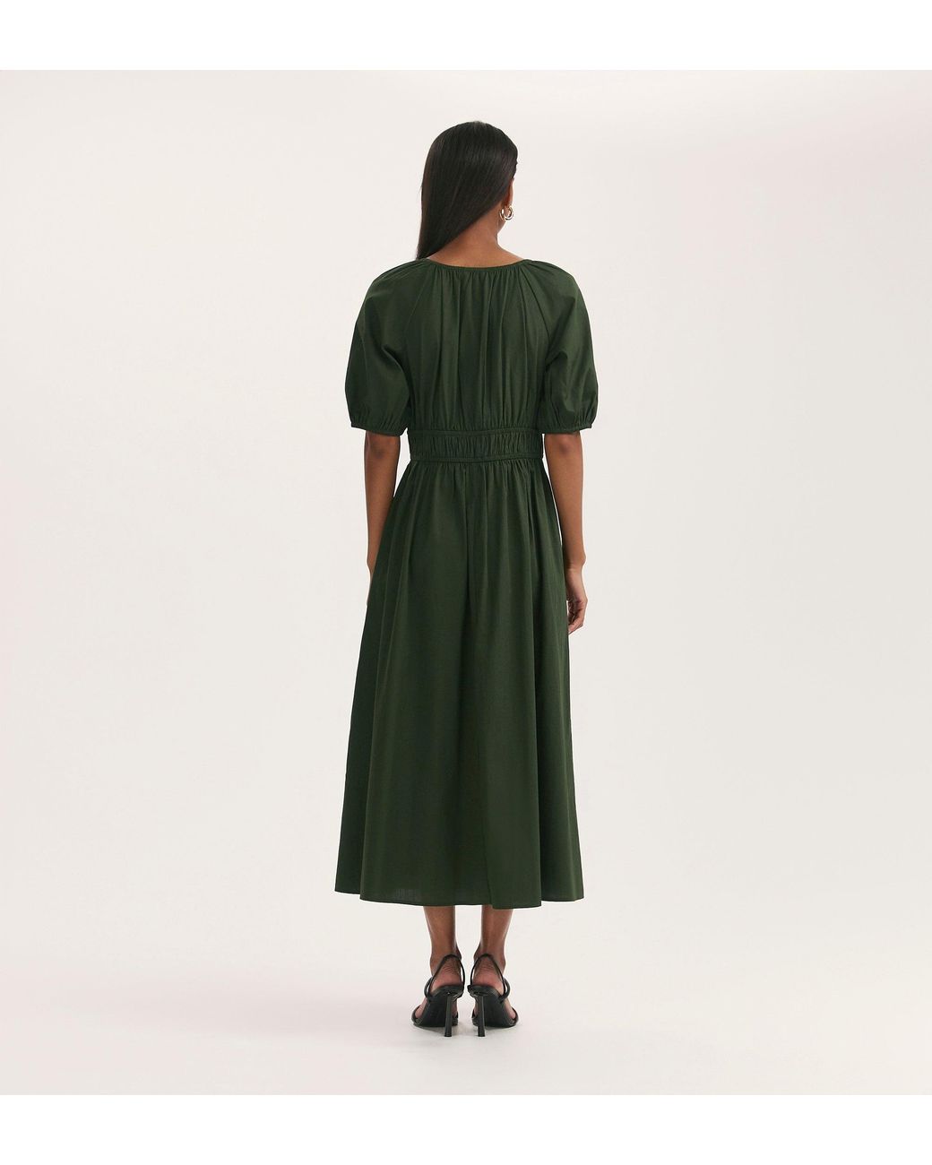Finery London Green Piper Cotton Midi Smock Dress
