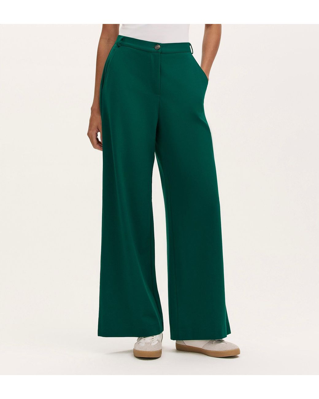 Finery London Green Marissa Wide Leg Trousers