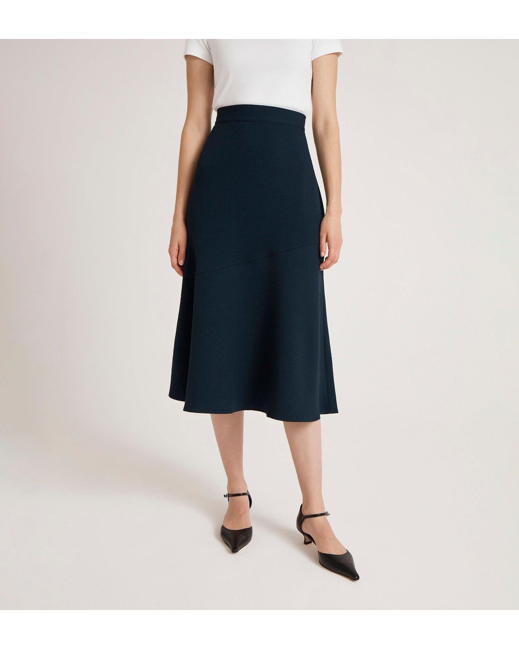 Finery London Blue Gracie Rich Crepe Midi Skirt