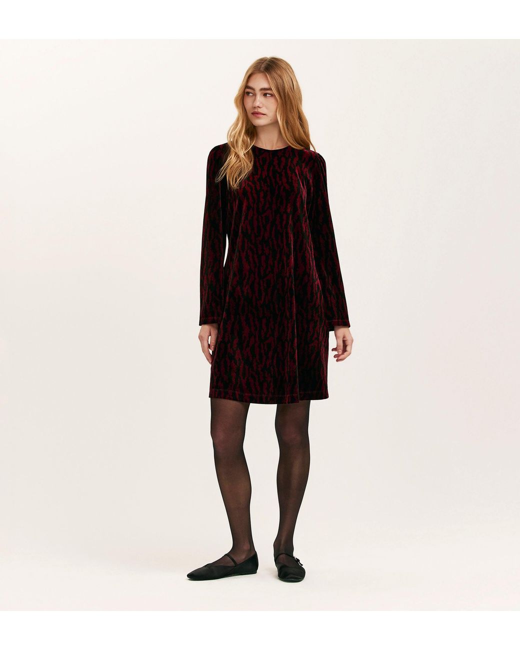 Finery London Black Hattie Jersey Velvet Short Dress