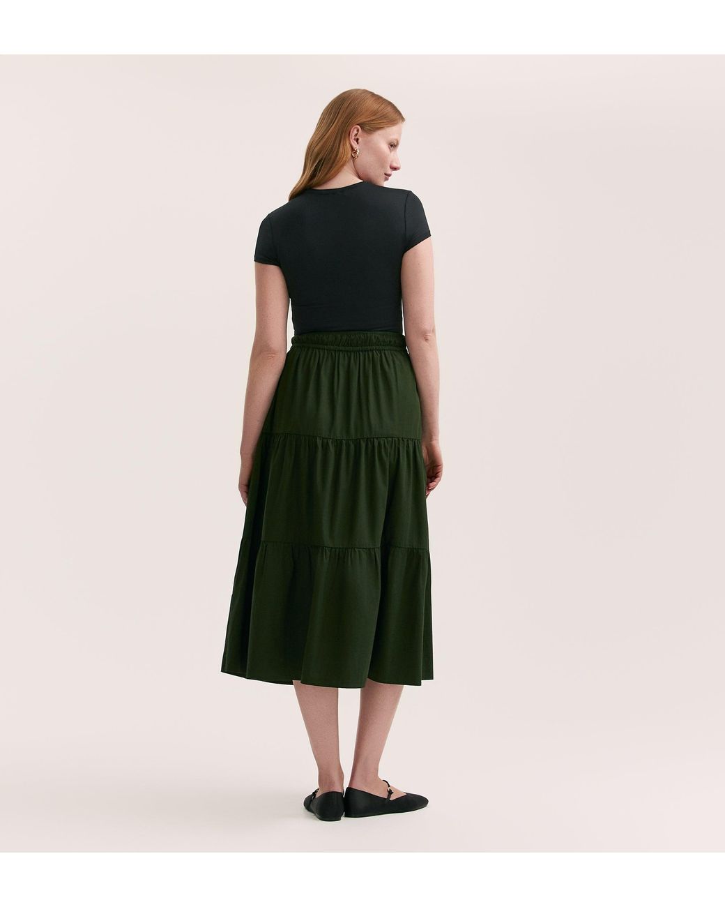 Finery London Green Harleen Cotton Midi Skirt