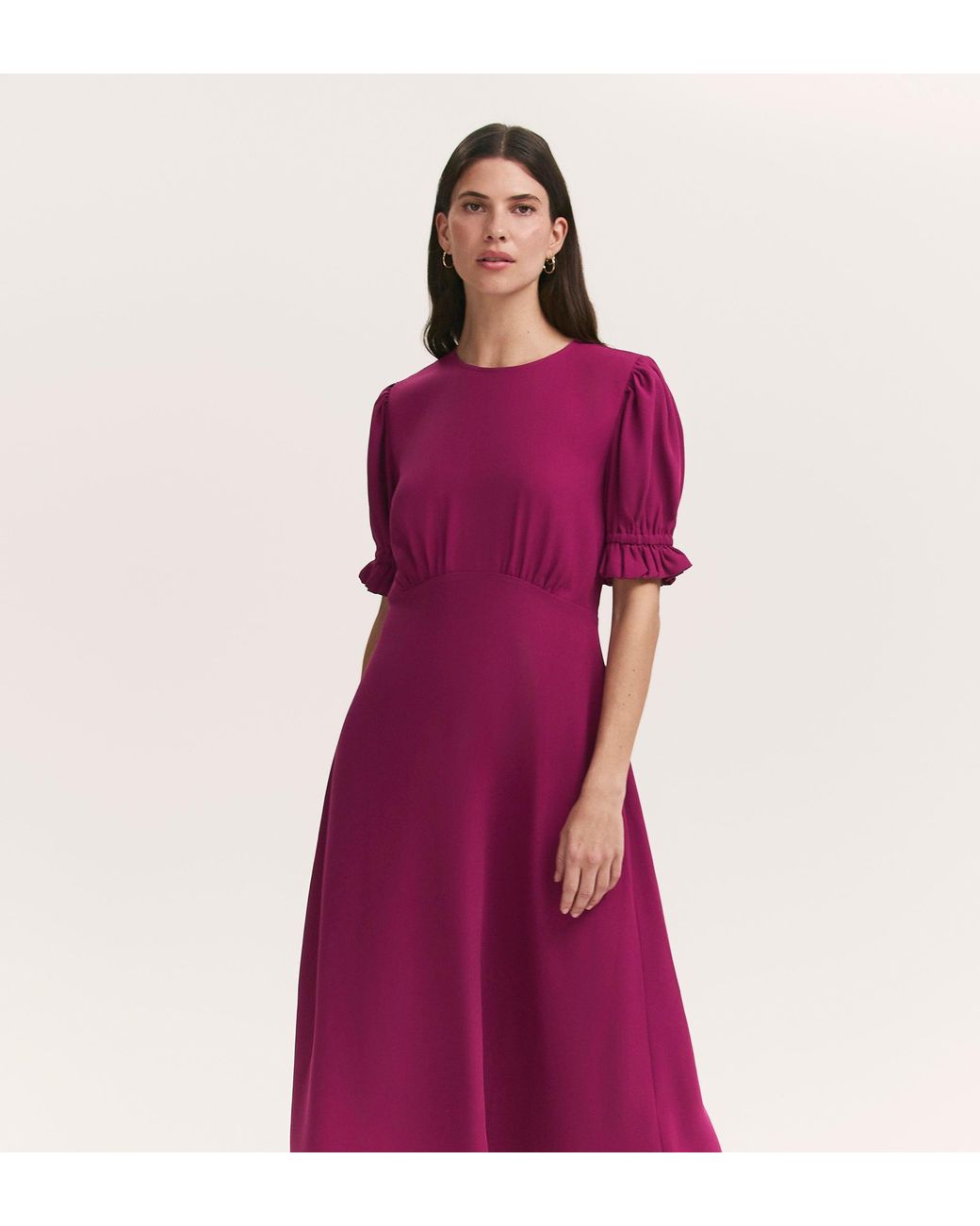 Finery London Purple Mela Chiffon Midi Tea Dress