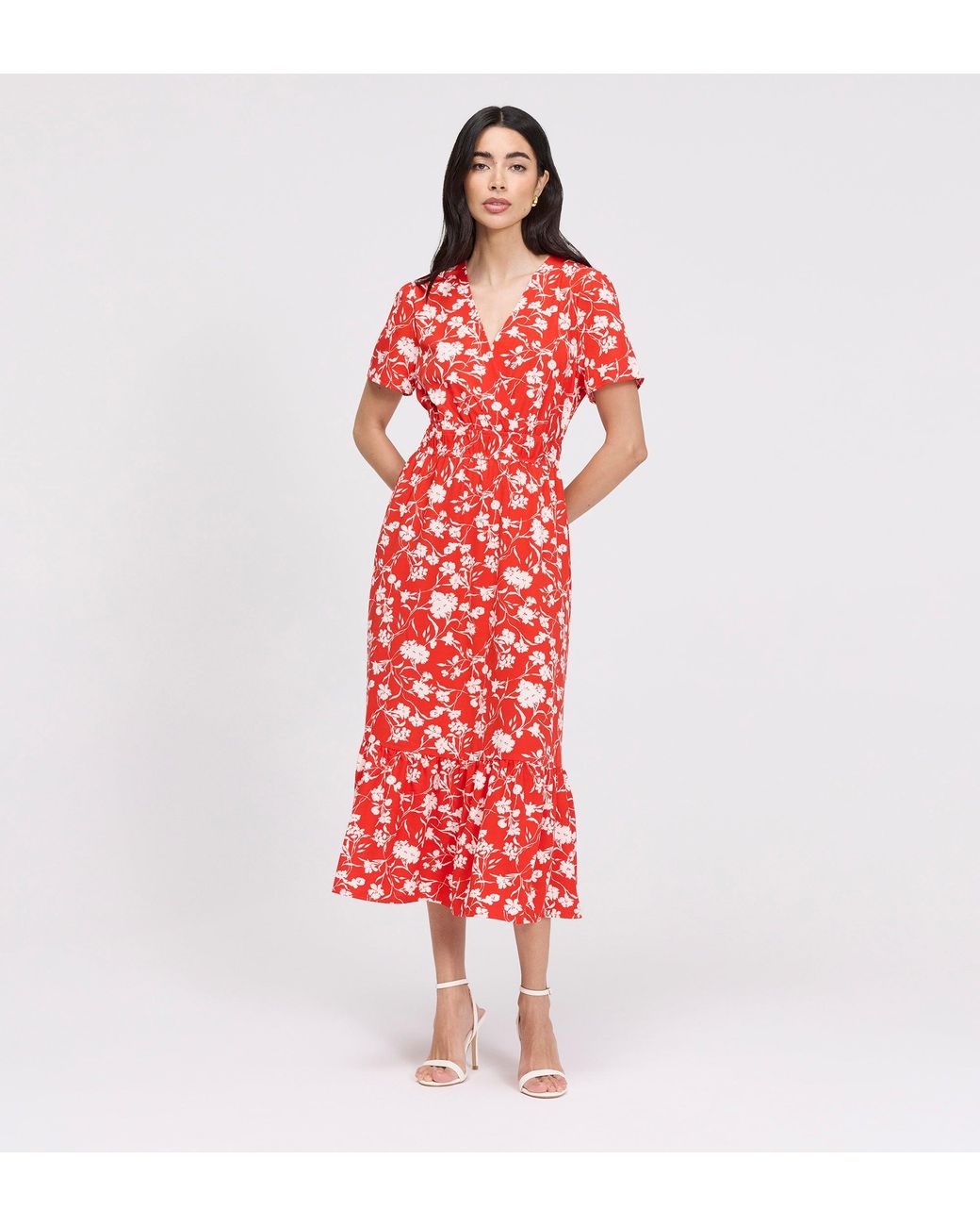 Finery London Deena Wrap Tiered Midi Dress