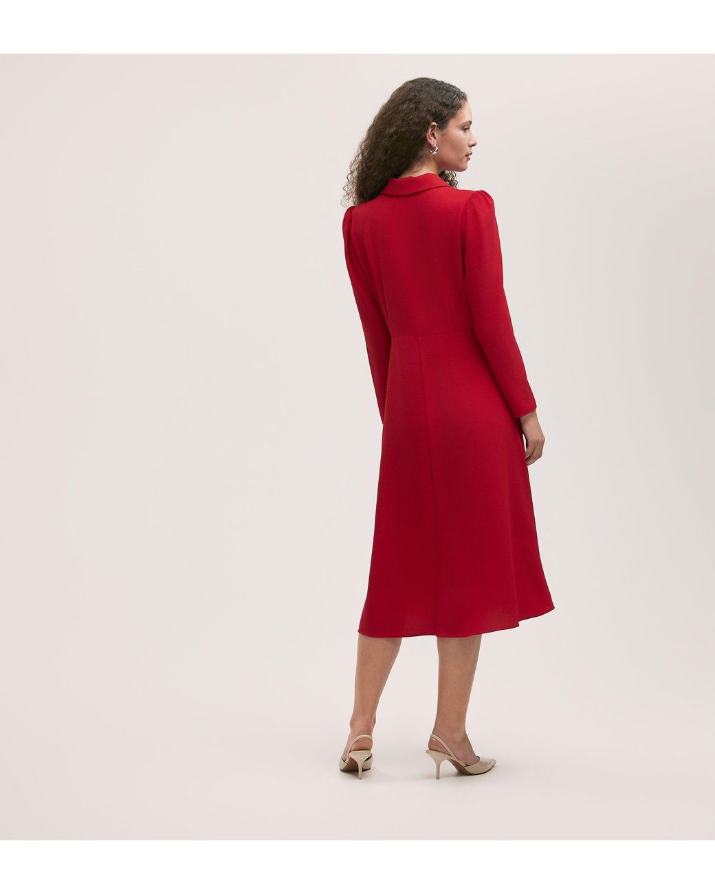 Finery London Red Lucia Crepe Midi Dress