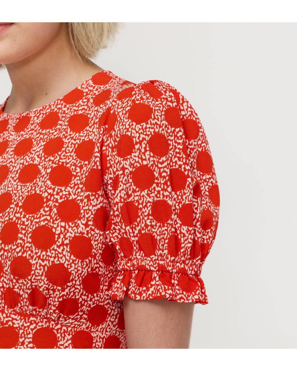 Finery London Red Mela Polka Dot Midi Tea Dress