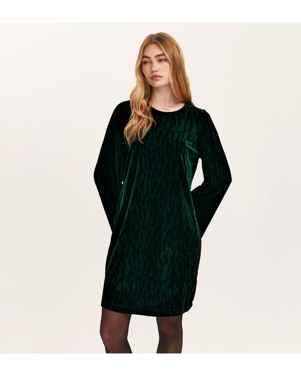 Finery London Black Hattie Jersey Velvet Short Dress