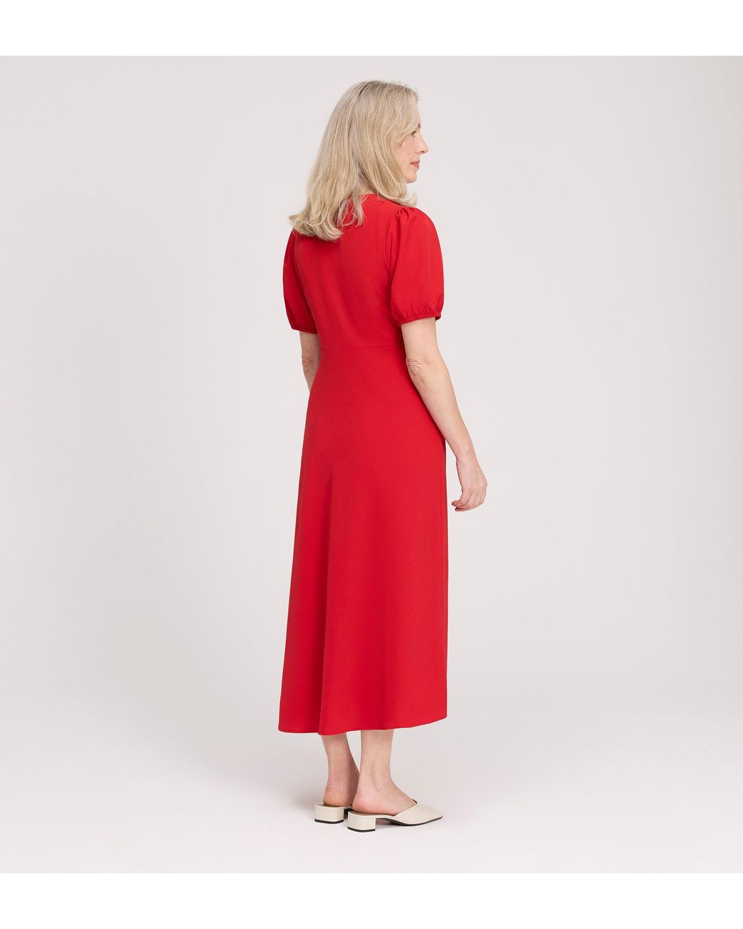 Finery London Red Robyn Button Through Midi Dress