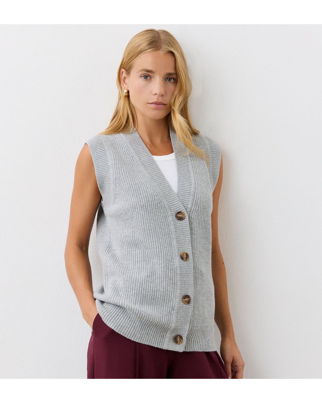 Finery London White Winnie Sleeveless Cardigan