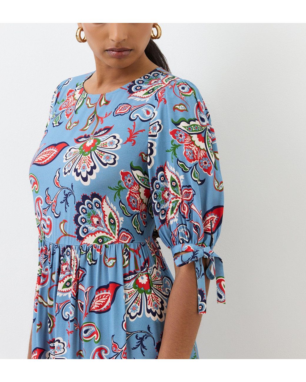 Finery London Blue Gwen Midi Smock Dress