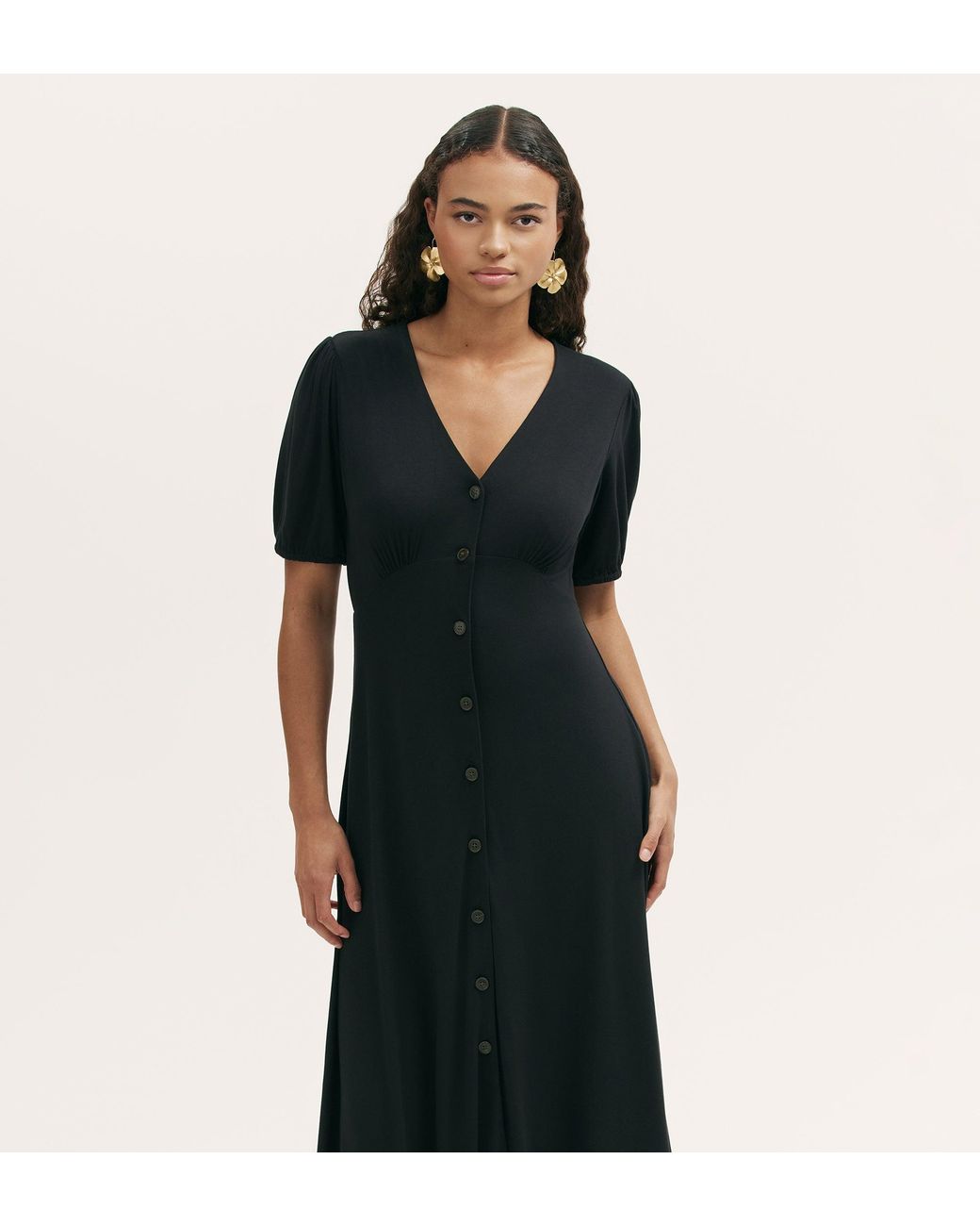 Finery London Black Milena Jersey Midi Dress