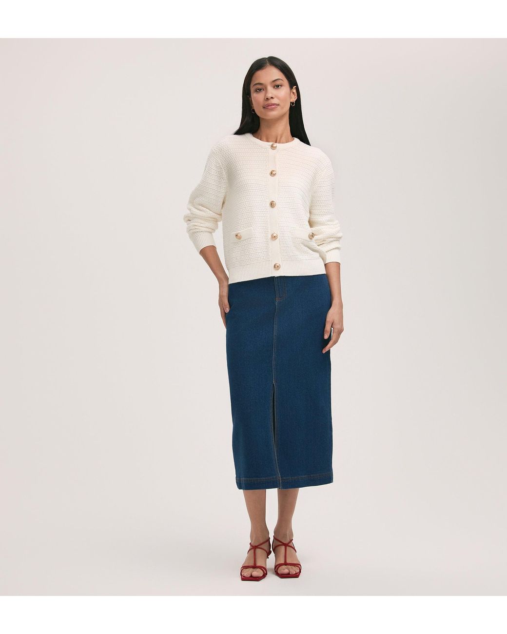 Finery London White Saskia Button Up Cotton Cardigan