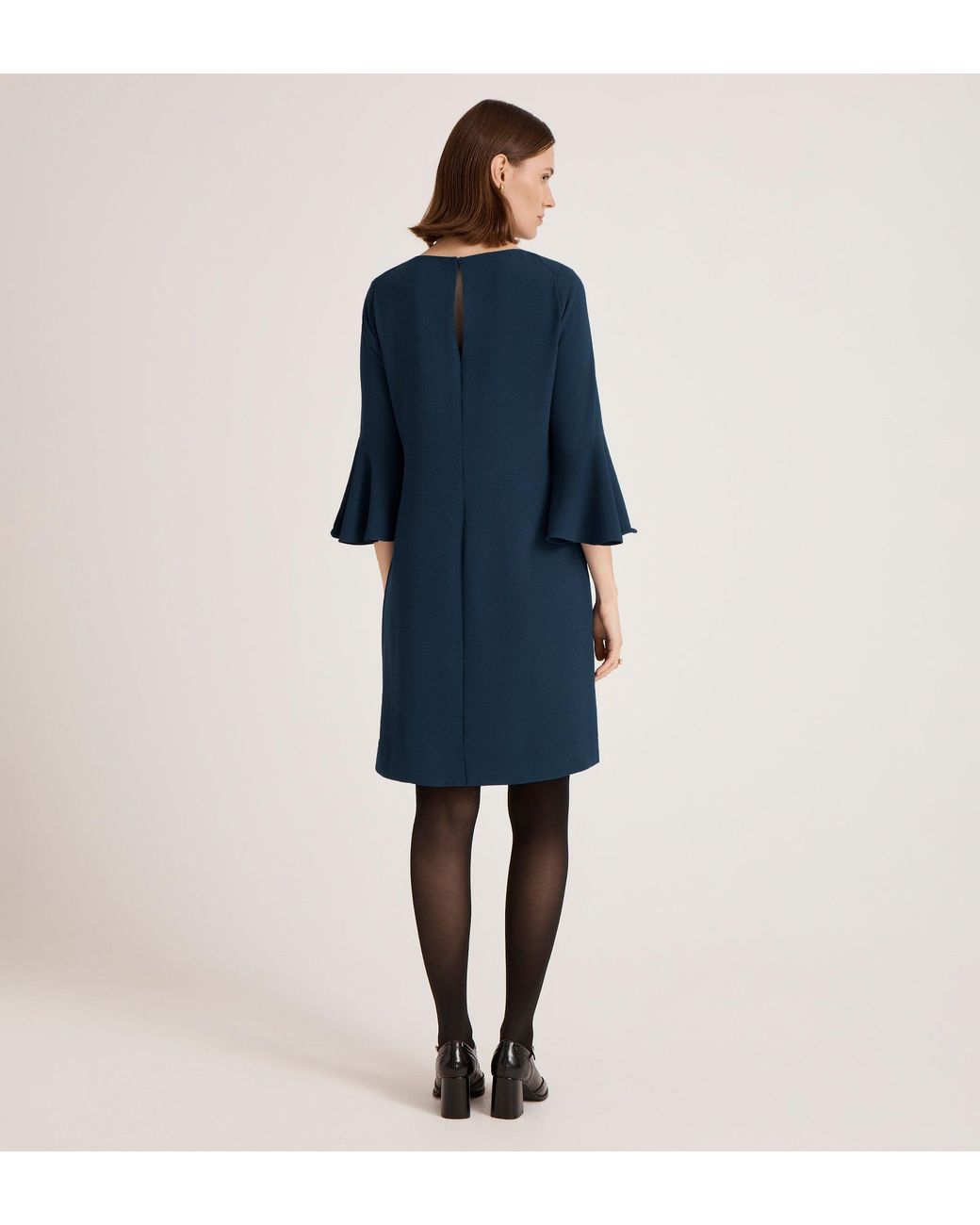 Finery London Blue Izzy Crepe Knee Length Dress