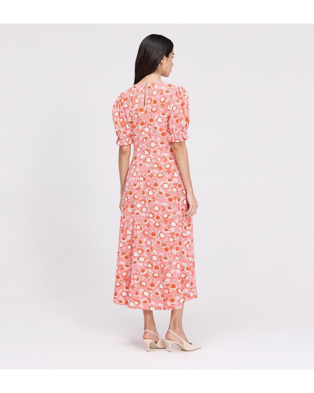 Finery London Pink Mela Midi Tea Dress