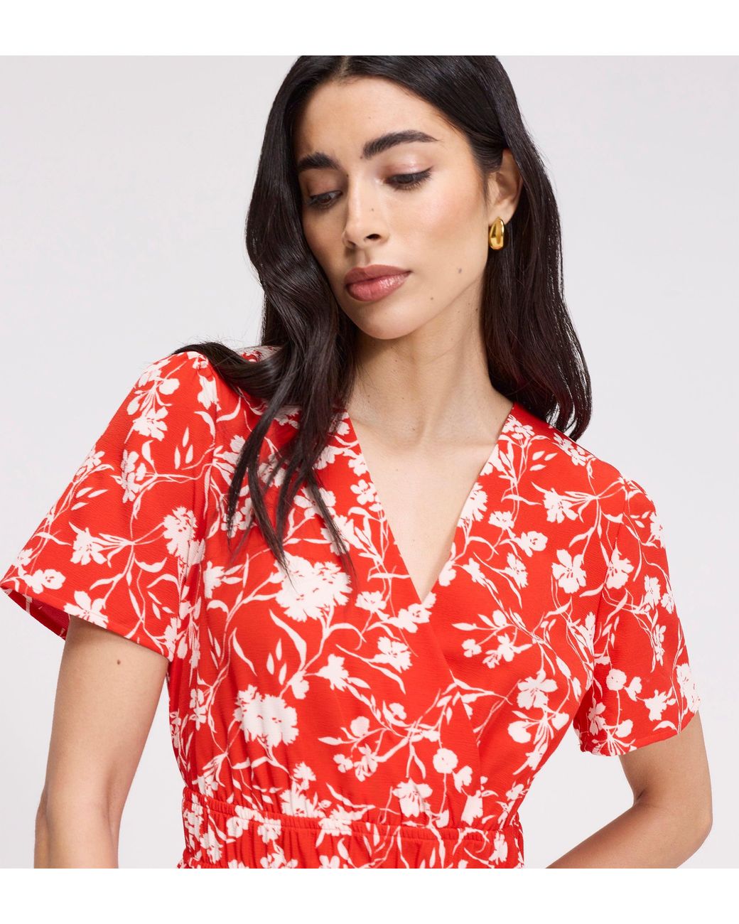 Finery London Deena Wrap Tiered Midi Dress