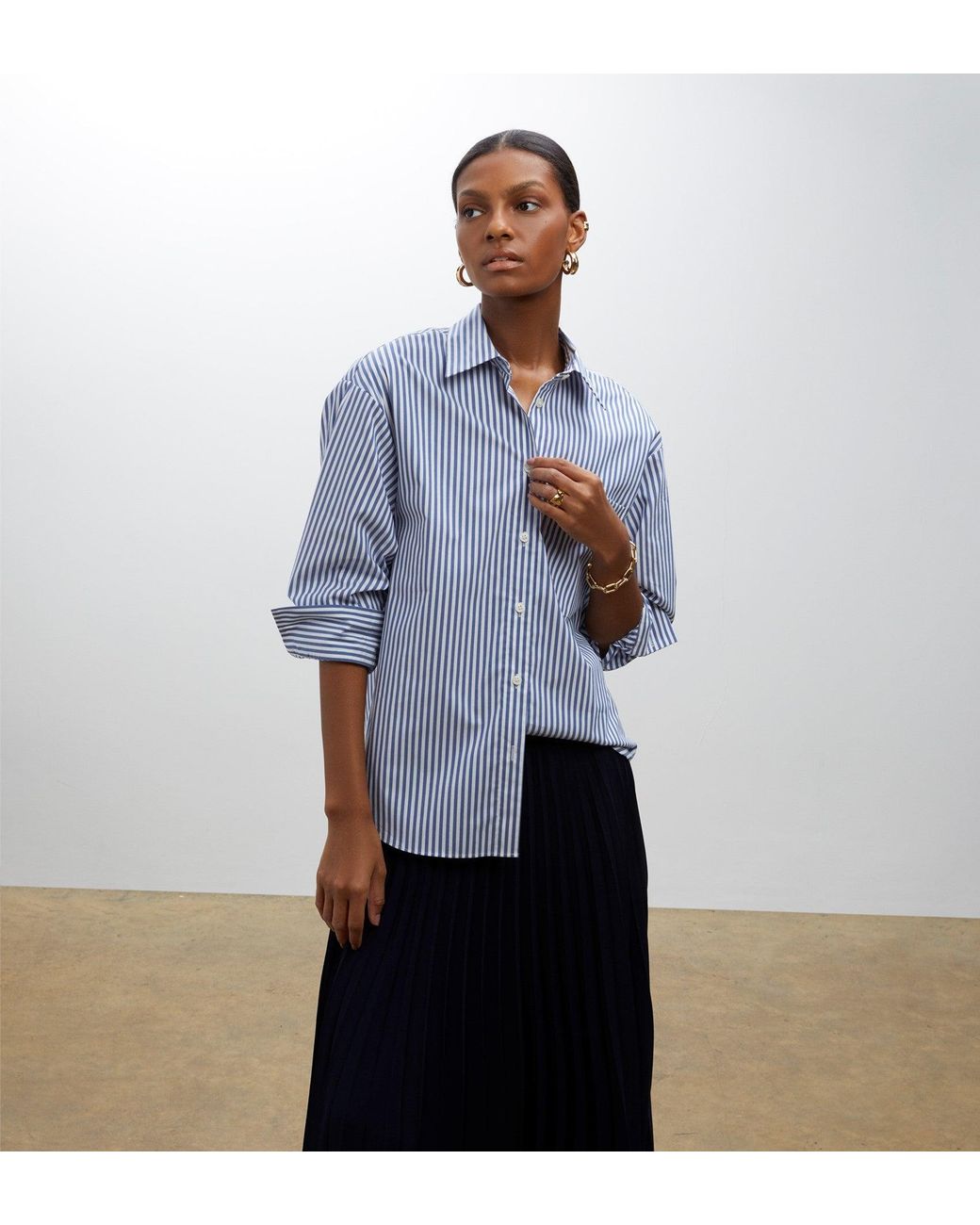 Finery London Blue Jake Boyfriend Shirt