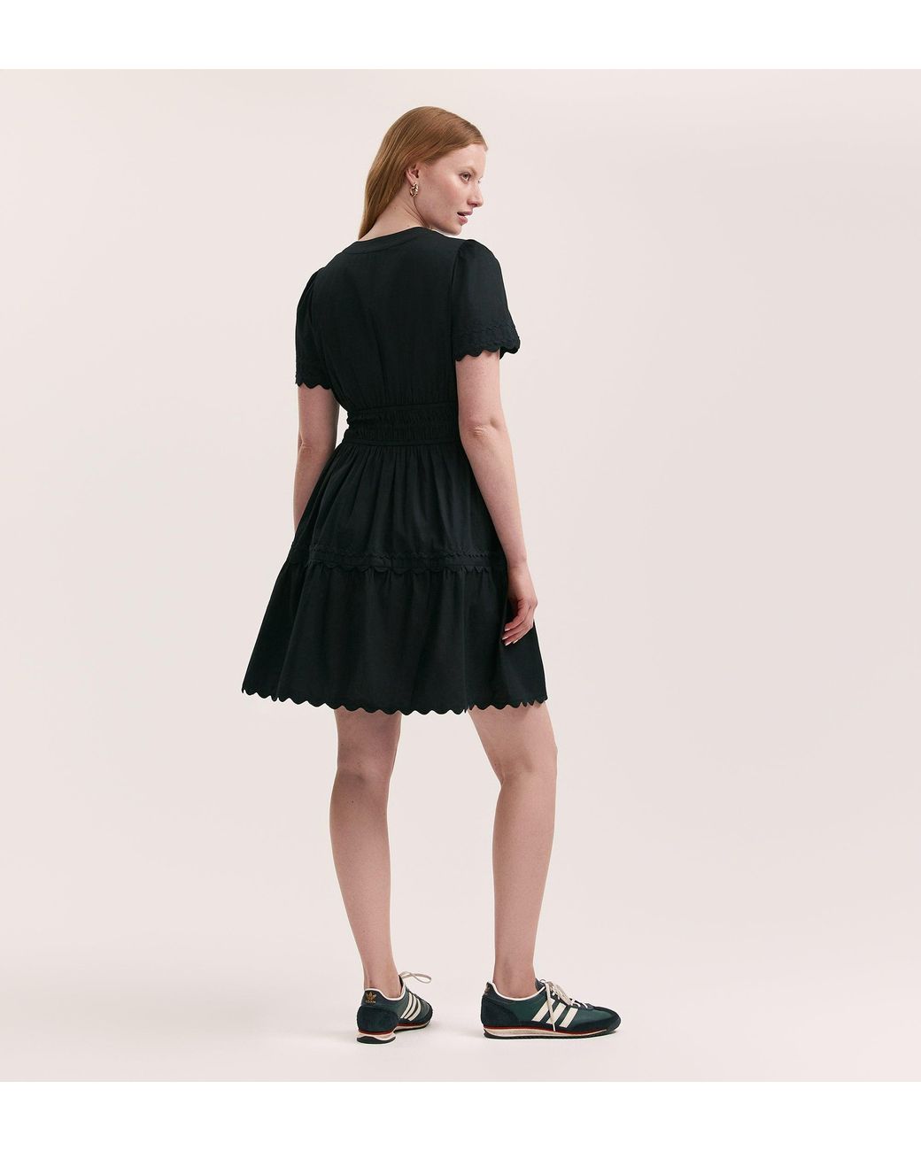Finery London Black Reece Ric Rac Trim Cotton Short Dress