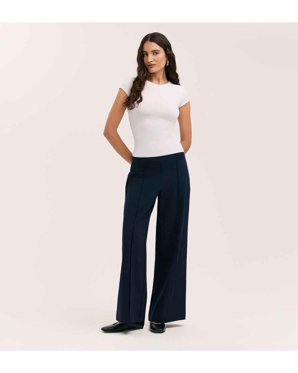 Finery London Blue Caryl Ponte Jersey Wide Leg Trouser