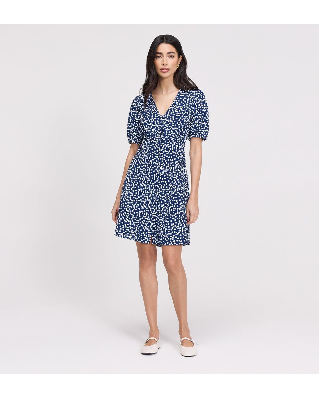 Finery London Blue Ensley Button Through Short Dress