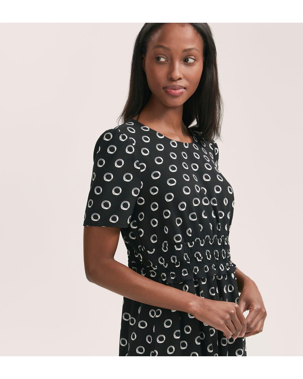 Finery London Black Irini Polka Dot Crepe Midi Dress
