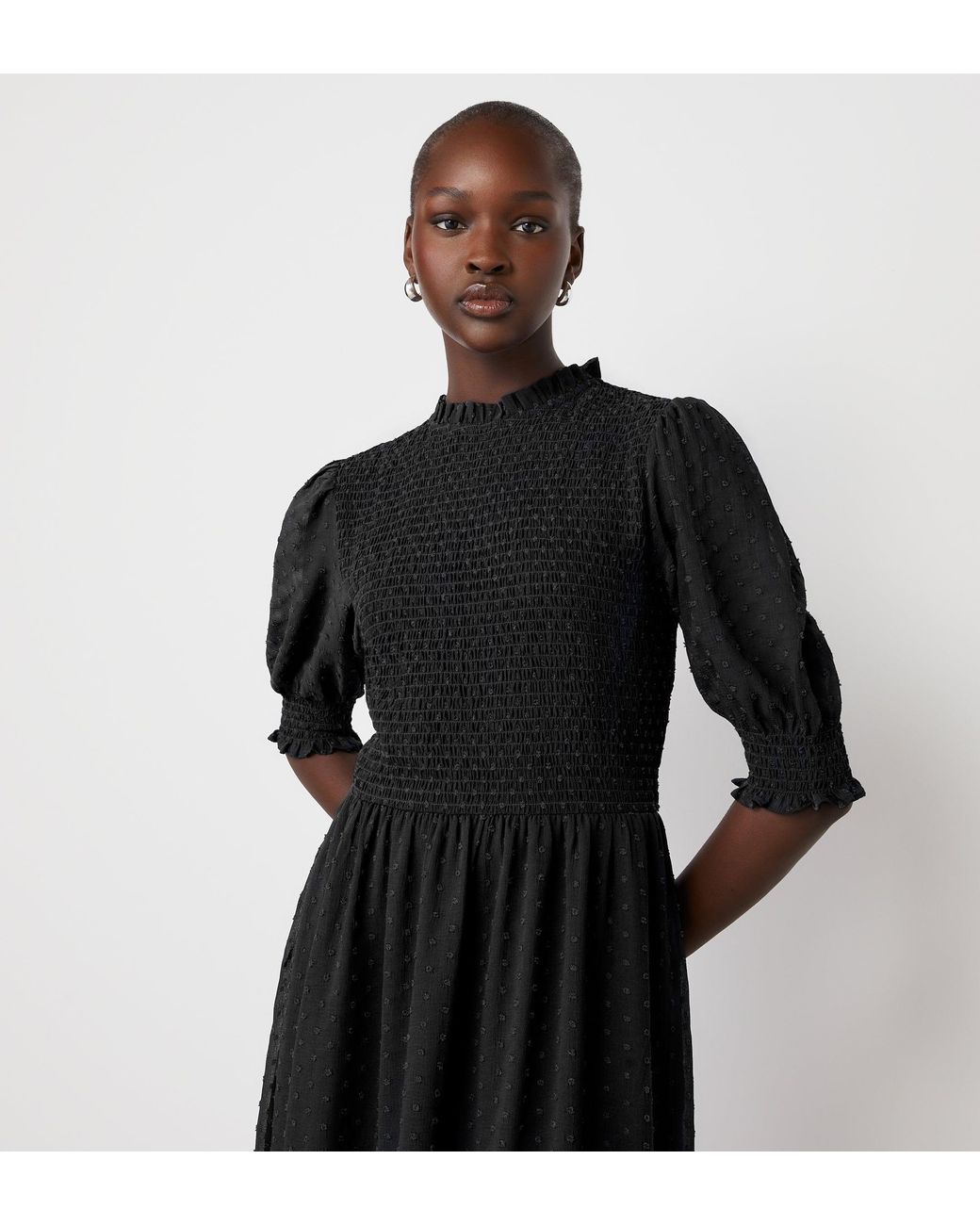Finery London Black Amelia Georgette Midi Dress