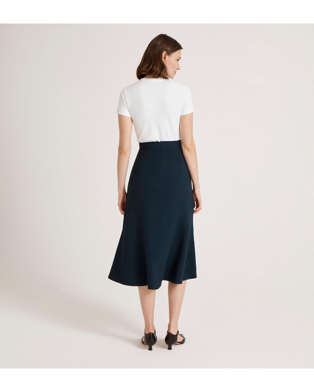 Finery London Blue Gracie Rich Crepe Midi Skirt