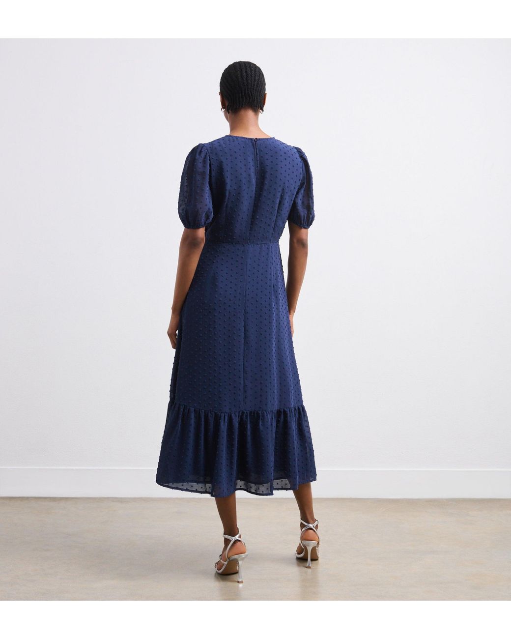 Finery London Blue Loretta Georgette Midi Dress