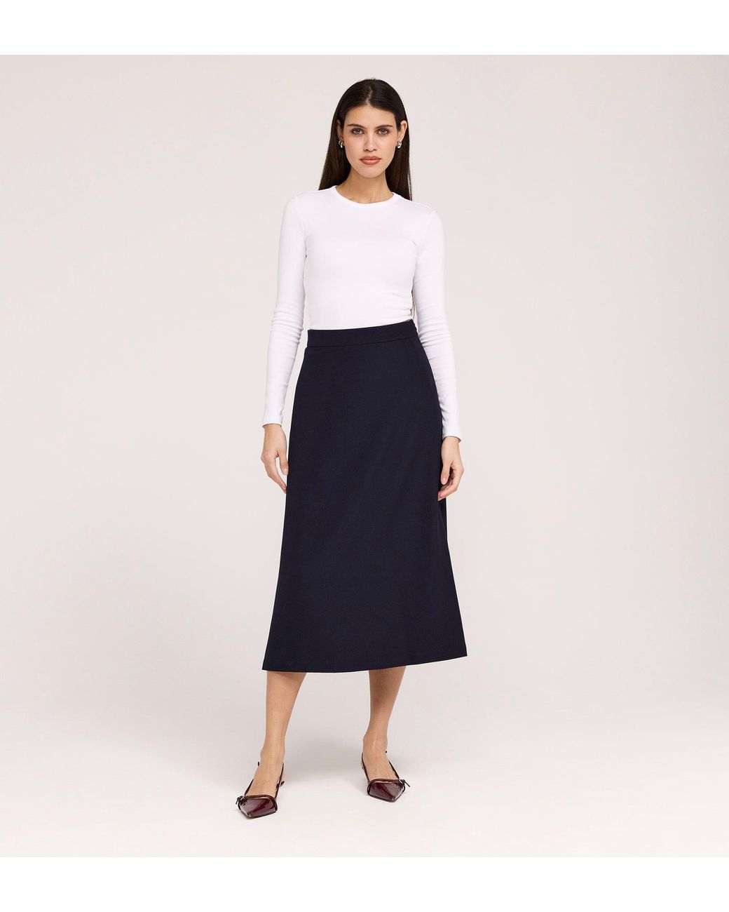 Finery London Blue Ramona Rich Crepe Midi Skirt