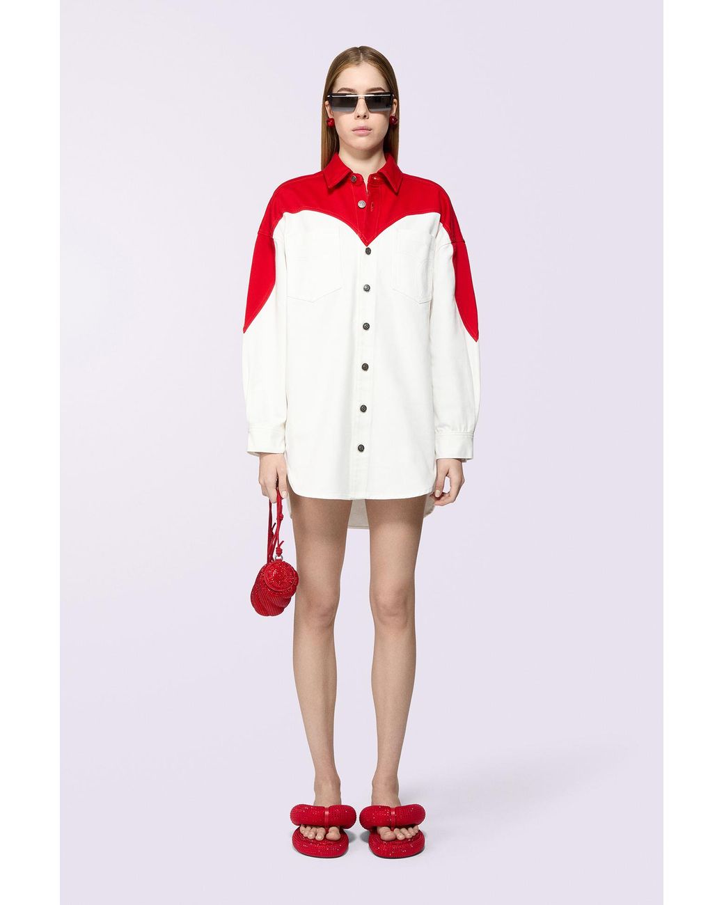 Fiorucci Red Heart Denim Shirt Dress