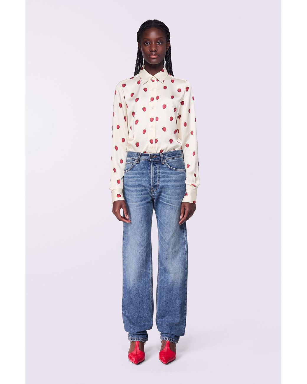 Fiorucci Blue Raspberry Print Shirt Cream