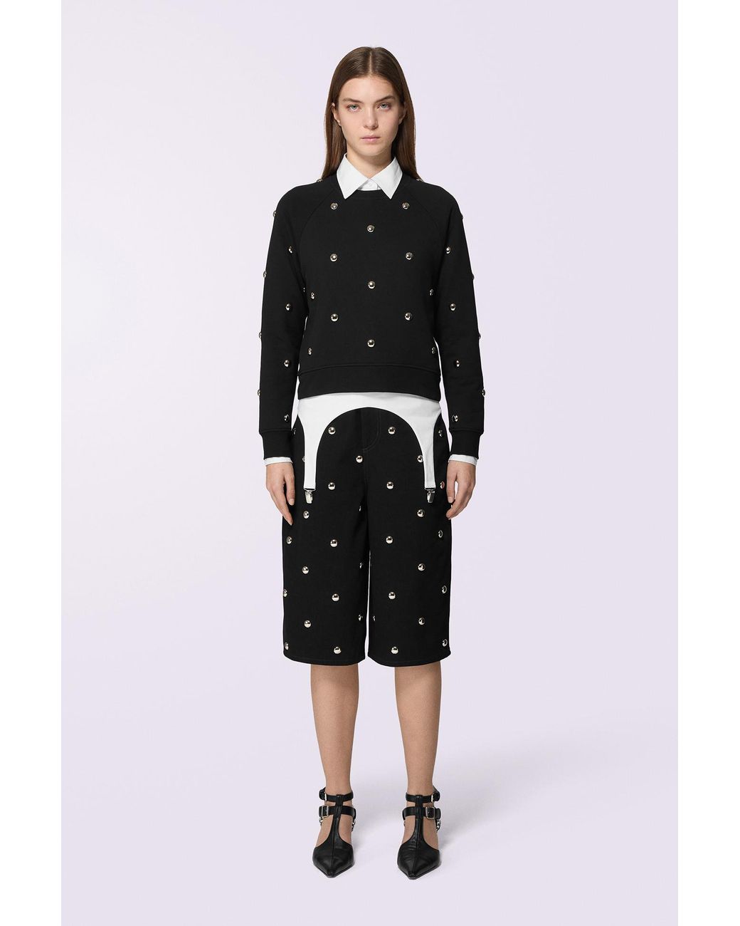 Fiorucci Black Stud Denim Bermuda Shorts