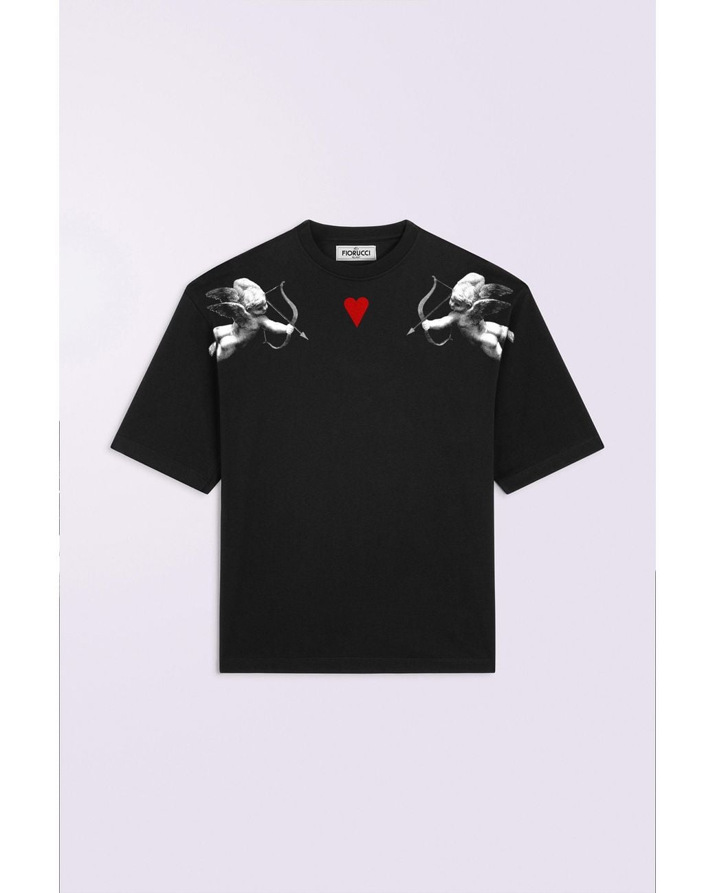 Fiorucci Black Double Cupid Relaxed T-Shirt