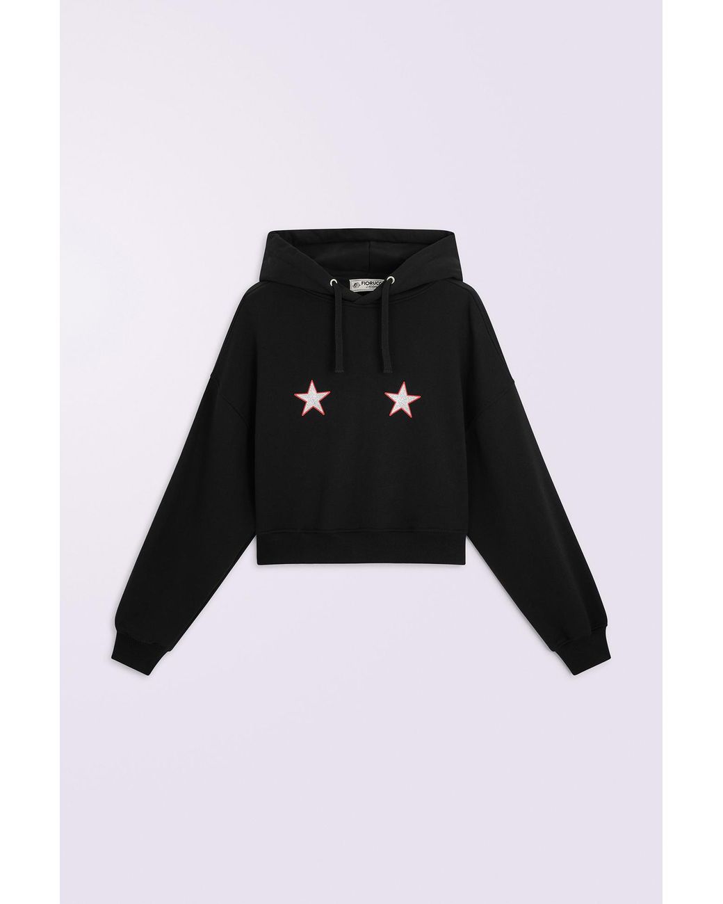 Fiorucci Black Stars Boxy Cropped Hoodie